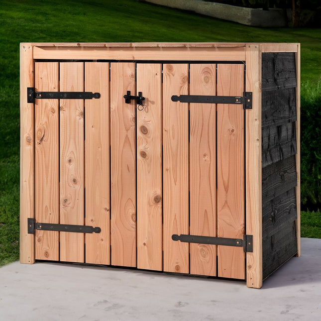 Abri pour poubelles 2x 240 litres 134x88x119cm Bois Douglas Noir