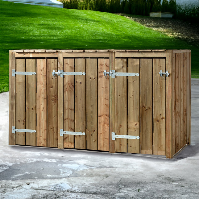 Abri pour poubelles 3x 240 litres 205x88x119cm Bois imprégné