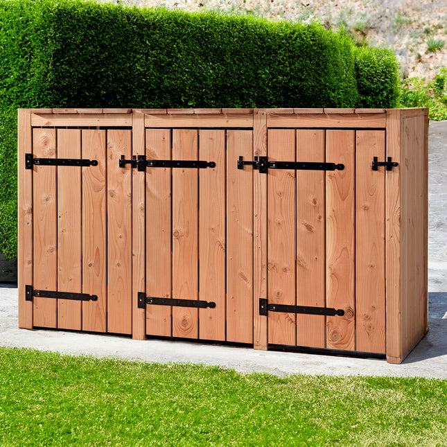 Abri pour poubelles 3x 240 litres 205x88x119 cm Bois Douglas
