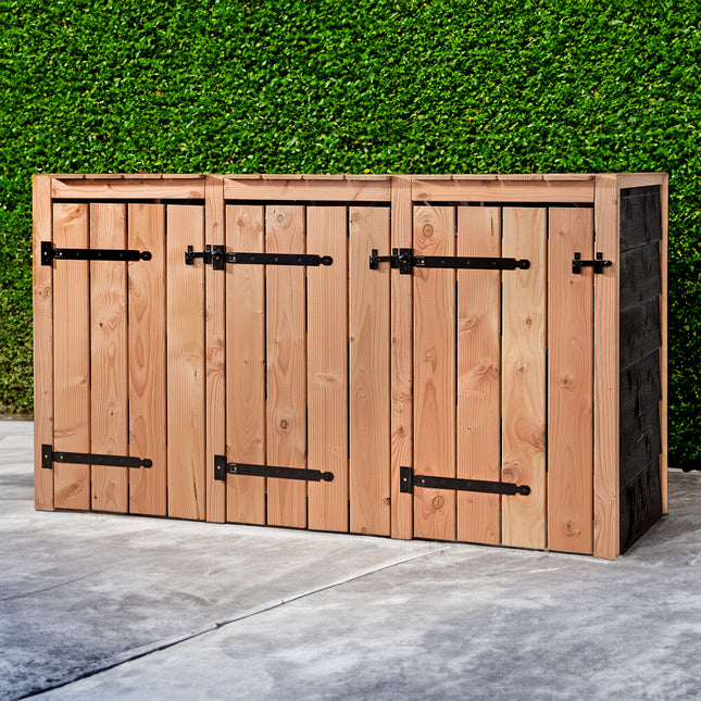 Abri pour poubelles 3x 240 litres 205x88x119cm Bois Douglas Noir