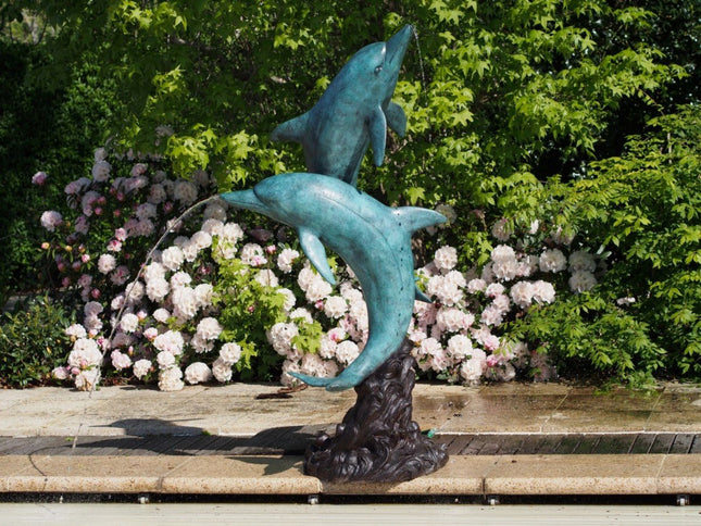 Bronzen beeld 2 Dolfijnen 160x50x90cm 48kg - Doika - Bronzen beeld - Doika - 5410807287927 - B28792