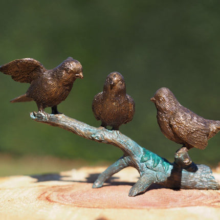 Bronzen beeld 3 mussen op takje 13x8x24cm - Doika - Bronzen beeld - Doika - 5410807009772 - BS0977B