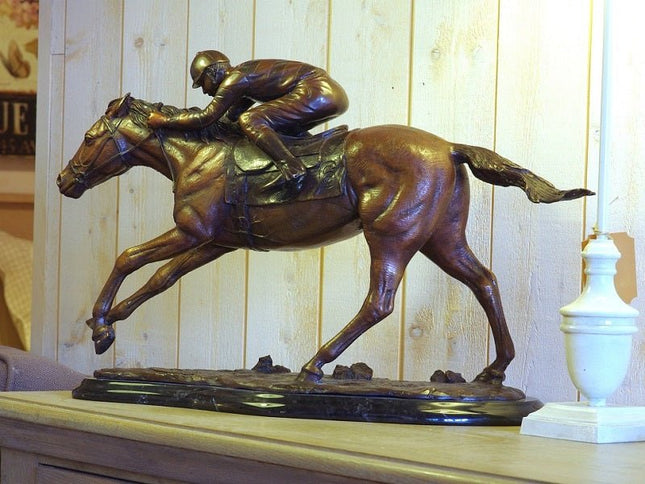 Bronzen beeld Jockey op paard 34x20x54cm - Doika - Bronzen beeld - Doika - 5410807009475 - AN0938BR-B