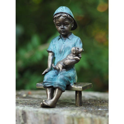 Bronzen beeld Jongen met hond 15x8x8cm - Doika - Bronzen beeld - Doika - 5410807021262 - AN2126BRW-V