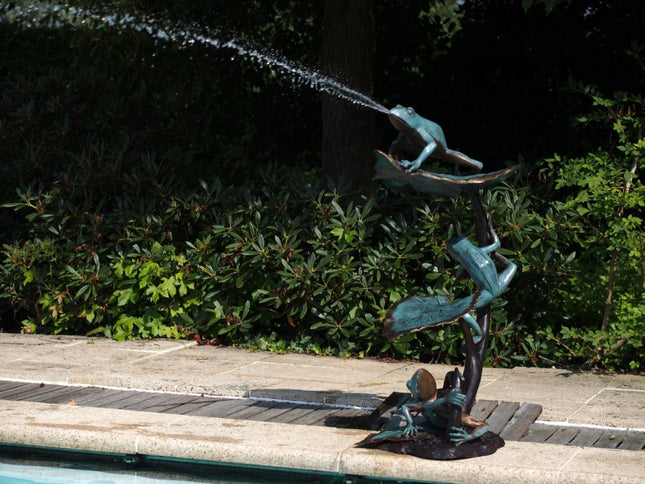 Bronzen beeld Kikker op lotusblad 95x40x55cm - Doika - Bronzen beeld - Doika - 5410807913468 - B91346