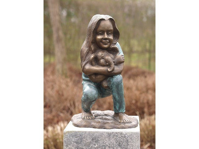 Bronzen beeld Meisje met olifantje 38x24x24cm - Doika - Bronzen beeld - Doika - 5410807019689 - AN1968BR-V