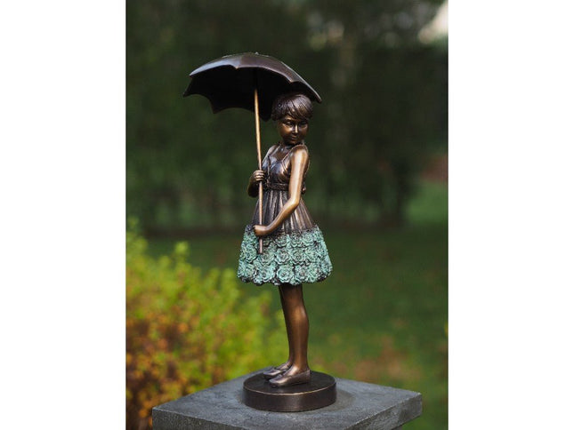 Bronzen beeld Meisje met paraplu 45x20x18cm - Doika - Bronzen beeld - Doika - 5410807012796 - AN1279BR-V