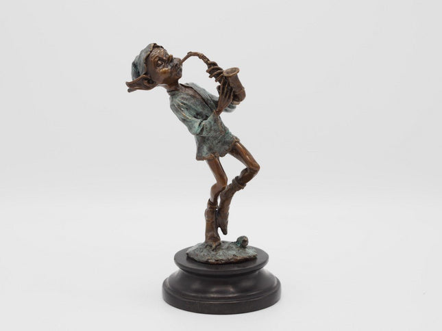 Bronzen beeld Pixie met saxofoon 26x12x12cm - Doika - Bronzen beeld - Doika - 5410807012413 - AN1241BR-B