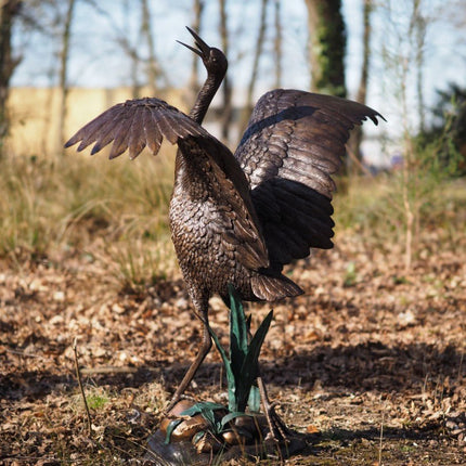 Bronzen beeld Reiger (fontein) 130x47x127cm - Doika - Bronzen beeld - Doika - 5410807010228 - B1022