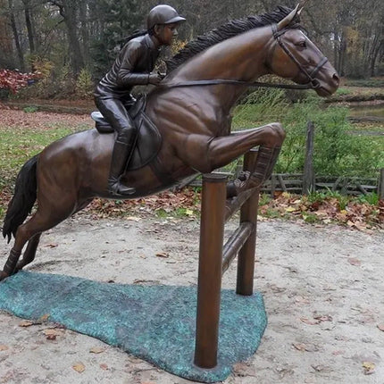 Bronzen beeld Springend Paard Met Jockey Brons - Doika - Bronzen beeld - Thermobrass - 5410807010792 - B1079