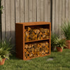 Cortenstalen houtopslag met 2 Vakken met achterwand 100x38,5x100 cm - Doika - Houtopslag - Geroba -  - EguraDC21AW