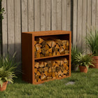 Cortenstalen houtopslag met 2 Vakken met achterwand 100x38,5x100 cm - Doika - Houtopslag - Geroba -  - EguraDC21AW