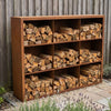 Cortenstalen houtopslag met 9 Vakken met achterwand 200x38,5x150 cm - Doika - Houtopslag - Geroba -  - EguraDC93AW