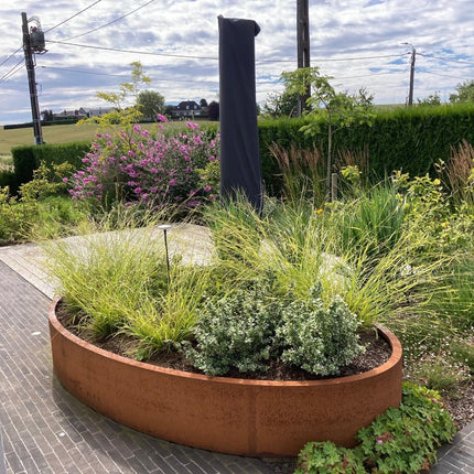 Ellipsvormige cortenstalen plantenbak met bodem 280x160x60 cm - Doika - Plantenbak - Geroba - 5404033116410 - OvaluBC3
