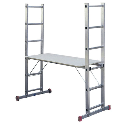Escalo Combi Stelling-Ladder 2X6 Treden + Wielen - Doika - Ladders en Stellingen - Practo Home - 5414045045899 - L718