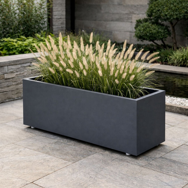 GARDRA Polyester plantenbak met wielen 100x40x40 cm - Zwartgrijs (RAL 7021) - Doika - Plantenbak - GARDRA -  - 