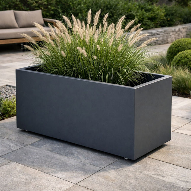 GARDRA Polyester plantenbak met wielen 100x50x50 cm - Zwartgrijs (RAL 7021) - Doika - Plantenbak - GARDRA -  - 