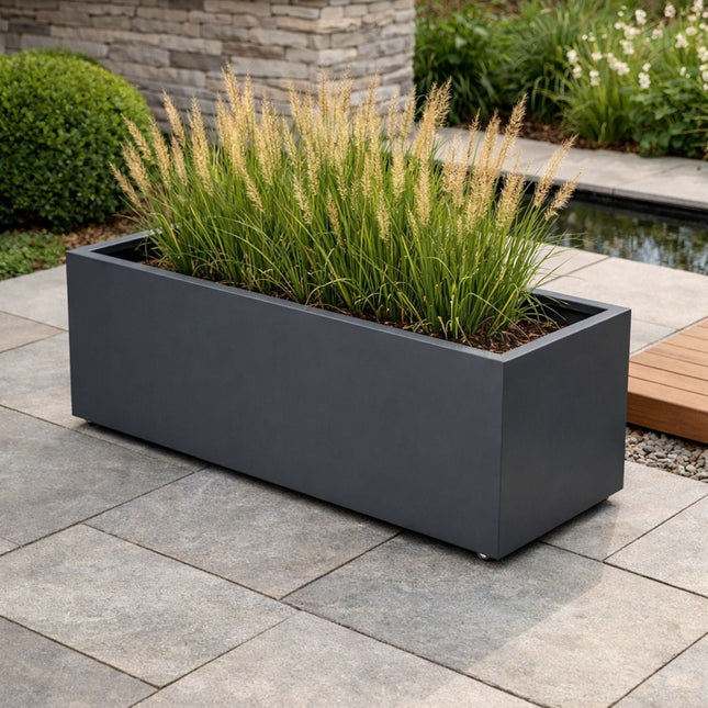 GARDRA Polyester plantenbak met wielen 120x50x40 cm - Zwartgrijs (RAL 7021) - Doika - Plantenbak - GARDRA -  - 