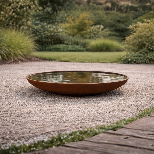 Grote ronde cortenstaal waterschaal 80x10,7 cm - Doika - Waterschaal - Geroba - 5404033114133 - AquadiC02