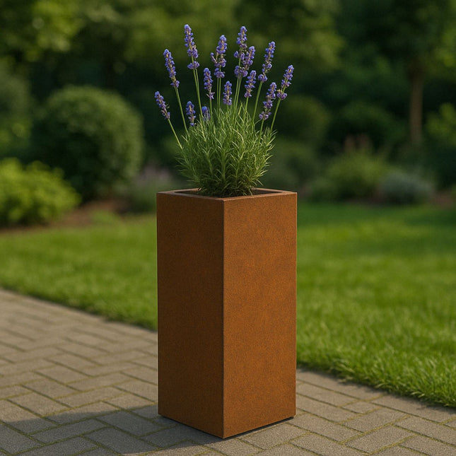 Hoge cortenstalen plantenbak met bodem 30x30x60 cm - Doika - Plantenbak - Geroba -  - ArtesaB1