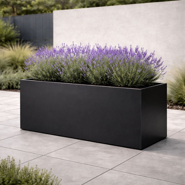 Langwerpige aluminium plantenbak 120x50x60 cm - Gitzwart (RAL 9005) - Doika - Plantenbak - Geroba -  - Artus9