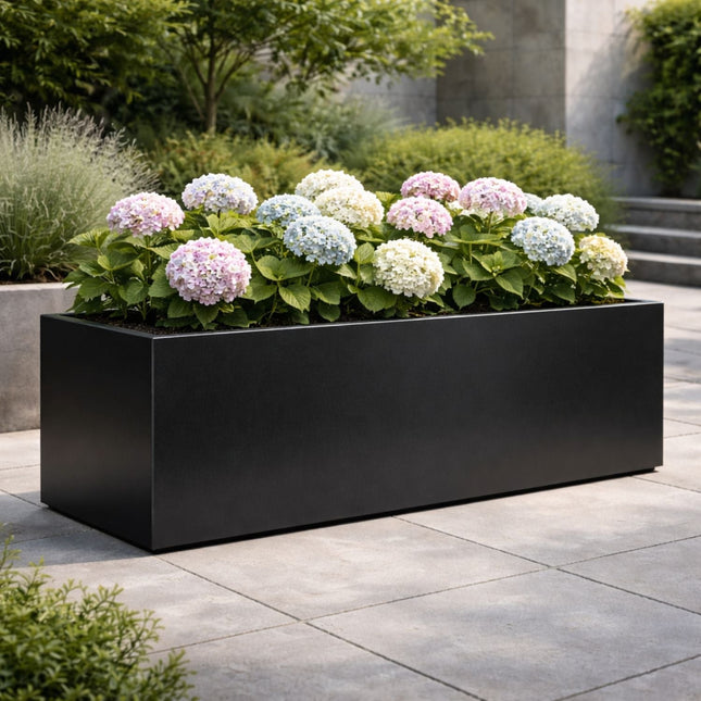 Langwerpige aluminium plantenbak 150x50x60 cm - Gitzwart (RAL 9005) - Doika - Plantenbak - Geroba -  - Artus11