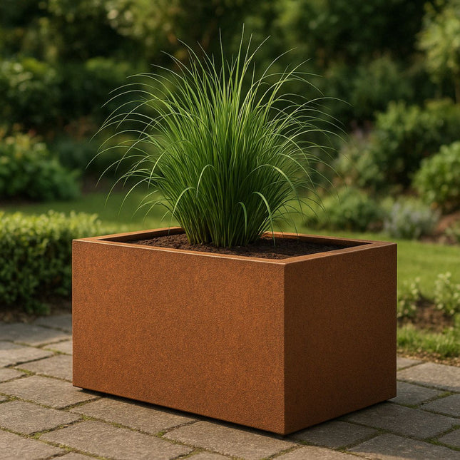 Langwerpige cortenstalen plantenbak met bodem 100x40x40 cm - Doika - Plantenbak - Geroba -  - ArtesaB22