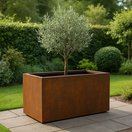 Langwerpige cortenstalen plantenbak met bodem 120x50x60 cm - Doika - Plantenbak - Geroba -  - ArtesaB14