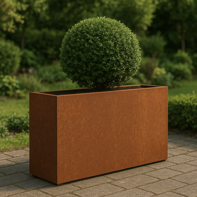 Langwerpige cortenstalen plantenbak met bodem 150x30x80 cm - Doika - Plantenbak - Geroba -  - ArtesaB21
