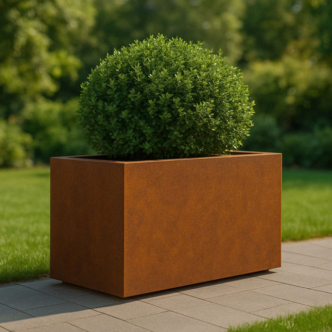 Langwerpige cortenstalen plantenbak met bodem 150x50x60 cm - Doika - Plantenbak - Geroba -  - ArtesaB16