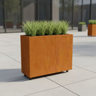 Langwerpige cortenstalen plantenbak met wielen 100x40x80 cm - Doika - Plantenbak - Geroba -  - ArtesaWH28
