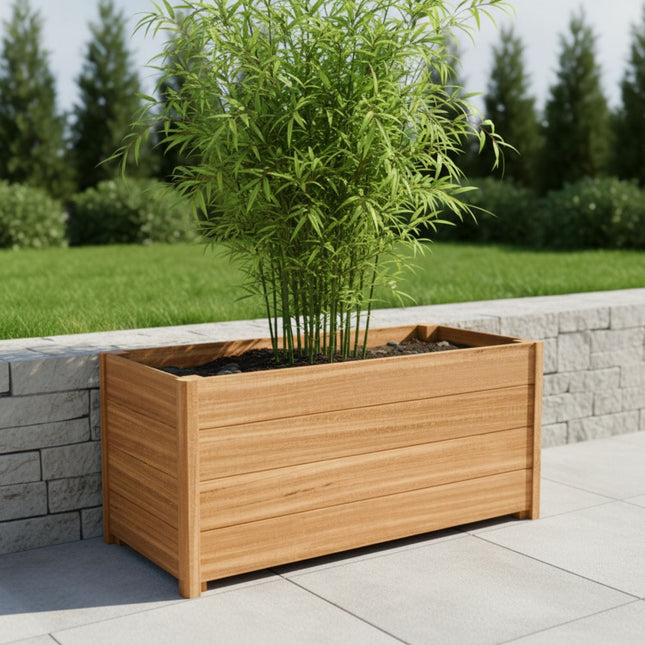 Langwerpige Hardhouten plantenbak met poten 120x50x55 cm - Doika - Plantenbak - Geroba -  - ARRELH3