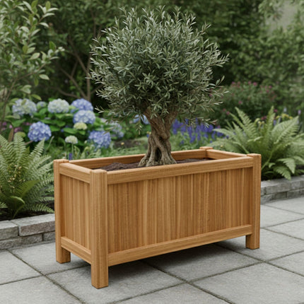 Langwerpige Hardhouten plantenbak met poten 120x50x60 cm - Doika - Plantenbak - Geroba -  - FUSTAH6