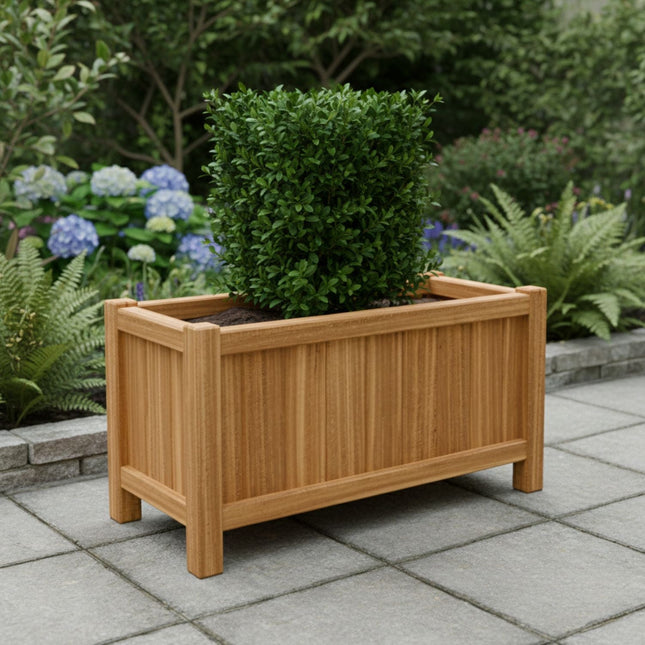 Langwerpige Hardhouten plantenbak met poten 120x50x60 cm - Doika - Plantenbak - Geroba -  - FUSTAH6