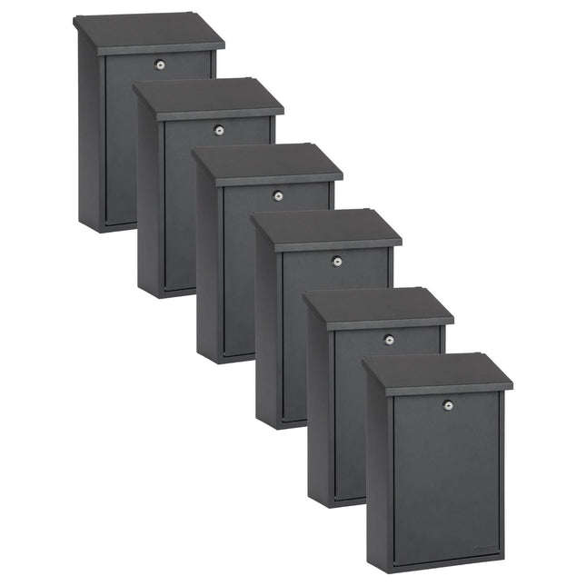 Practo Garden Brievenbussen Halifax mat zwart | Set van 6 stuks - Doika - Brievenbusset - Practo Garden -  - 6 stuks van B411AN