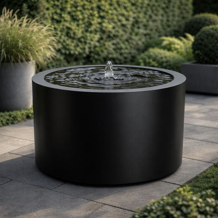 Ronde aluminium watertafel met fontein 100x70cm 33kg - Gitzwart (RAL 9005) - Doika - Watertafel - Geroba -  - TaulaRA2