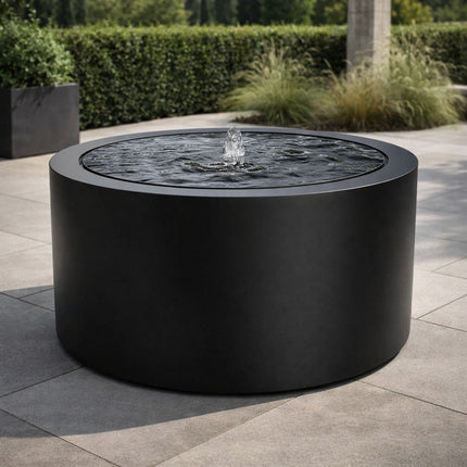 Ronde aluminium watertafel met fontein 120x70cm 43kg - Gitzwart (RAL 9005) - Doika - Watertafel - Geroba -  - TaulaRA1