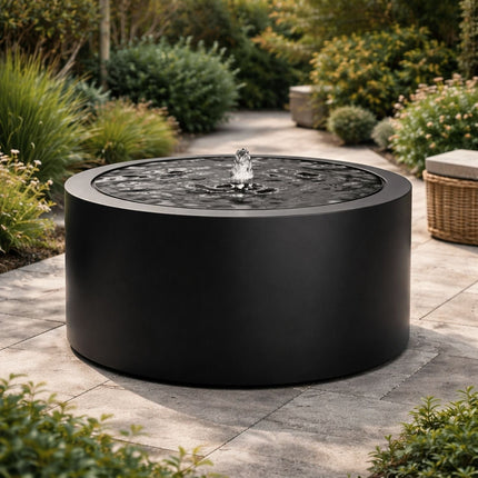 Ronde aluminium watertafel met fontein 120x70cm 43kg - Gitzwart (RAL 9005) - Doika - Watertafel - Geroba -  - TaulaRA1