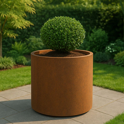 Ronde cortenstalen plantenbak met bodem 80x80x80 cm - Doika - Plantenbak - Geroba -  - RondaB6