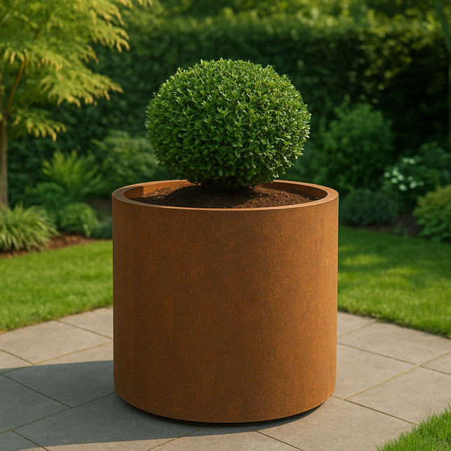Ronde cortenstalen plantenbak met bodem 80x80x80 cm - Doika - Plantenbak - Geroba -  - RondaB6