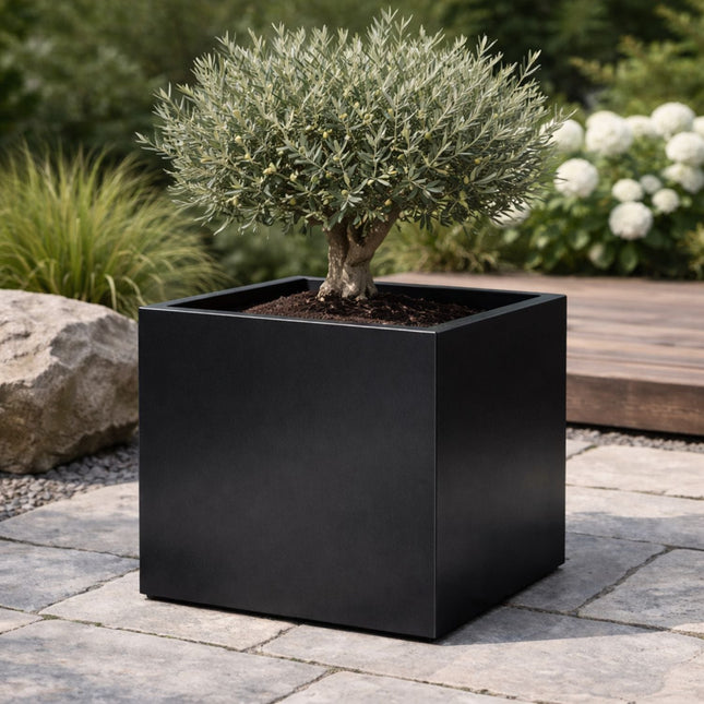 Vierkante aluminium plantenbak 50x50x50 cm - Gitzwart (RAL 9005) - Doika - Plantenbak - Geroba -  - Quadrus2