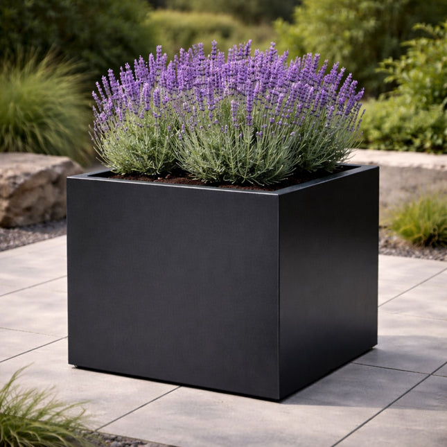 Vierkante aluminium plantenbak 60x60x60 cm - Gitzwart (RAL 9005) - Doika - Plantenbak - Geroba -  - Quadrus3