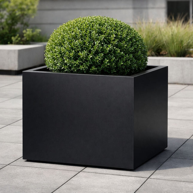 Vierkante aluminium plantenbak 80x80x60 cm - Gitzwart (RAL 9005) - Doika - Plantenbak - Geroba -  - Artus4
