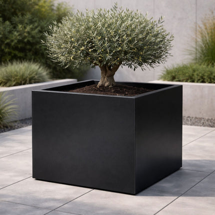 Vierkante aluminium plantenbak 80x80x80 cm - Gitzwart (RAL 9005) - Doika - Plantenbak - Geroba -  - Quadrus5