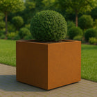 Vierkante cortenstalen plantenbak met bodem 100x100x100 cm - Doika - Plantenbak - Geroba -  - QuadraB7