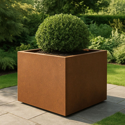Vierkante cortenstalen plantenbak met bodem 120x120x80 cm - Doika - Plantenbak - Geroba -  - ArtesaB13