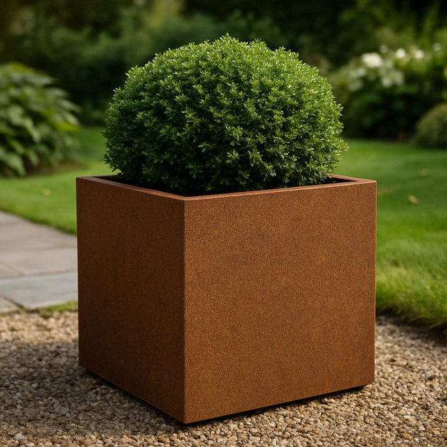Vierkante cortenstalen plantenbak met bodem 60x60x60 cm - Doika - Plantenbak - Geroba -  - QuadraB4