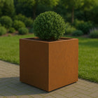 Vierkante cortenstalen plantenbak met bodem 80x80x80 cm - Doika - Plantenbak - Geroba -  - QuadraB6