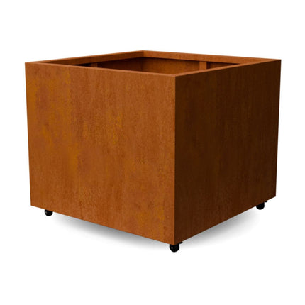 Vierkante cortenstalen plantenbak met wielen 100x100x80 cm - Doika - Plantenbak - Geroba -  - ArtesaWH10