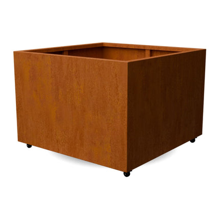 Vierkante cortenstalen plantenbak met wielen 120x120x80 cm - Doika - Plantenbak - Geroba -  - ArtesaWH13
